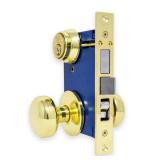 Brass Mortise Gate Lock, 2.5" Backset, 2 Keys