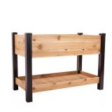 Elevated Cedar Garden Bed 2x4 with Shelf