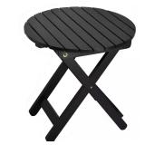 Outdoor Patio Round Wood Side Table, Black