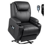 Black Leather Standard Recliner with Lift