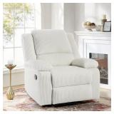 Beige Corduroy Manual Recliner with Backrest