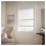 White Cordless Faux Wood Blinds 27x48