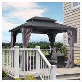 8 ft x 10 ft Gray Aluminum Gazebo Canopy