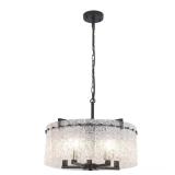 18.7 in. 5-Light Matte Black Drum Chandelier