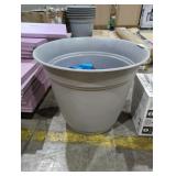 Stormy Gray Plastic Planter w Stuff Inside