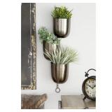 25 in. Black Metal Planter, Contemporary