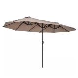 15 ft Steel Rectangular Outdoor Umbrella Tan