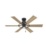 Barrel 52" Matte Black Ceiling Fan with Light