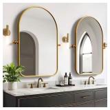 24 in. x 36 in. Arched Gold Framed Mirror