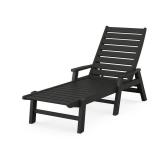 Grant Park Black Chaise Lounge with Arms