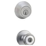 Tylo Satin Chrome Door Knob & Deadbolt Combo