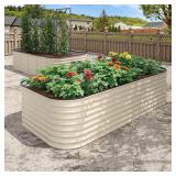 VEIKOUS Ivory White Raised Garden Bed 96x48