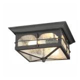 Brimfield 11 in. Aged Iron 2-Light Flush Mount