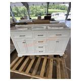 Dual Sink White Vanity, 6 Drawer, 2 Cabinets,