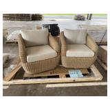Wicker Swiveling Patio Chair w/Cushions 2xBID