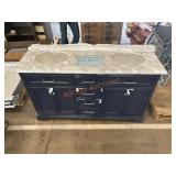 61in navy blue vanity with white top