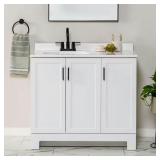 Oakley 37 in. White Vanity with Marble Top