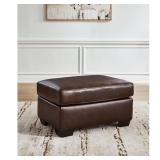 Santorine Brown Leather Rectangle Ottoman