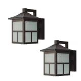 Black Outdoor LED Wall Lantern Sconce (2-Pack)
