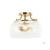 13-Inch 3-Light Brass Semi-Flush Ceiling Light