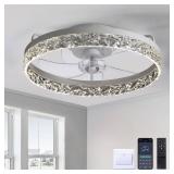 FANNEHONNE Lidia 19.68" White Ceiling Fan