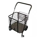 Heavy-Duty Steel Cart with Basket Black