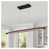 1-Light Black Dimmable Wood LED Pendant Light