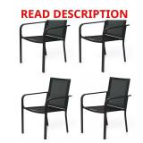 Stackable Metal Patio Dining Chair-Red (4)