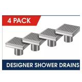 Stainless Steel Square Shower Drain (4-Pack)