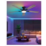 HINNIXY 52" Black Low-Profile Ceiling Fan