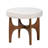 Theo White & Walnut Fabric Ottoman Footstool