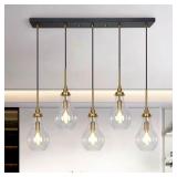 Teardrop Chandelier 5-Light, Black Brass