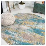 Abstract Waterfall Round Rug, 5 ft