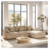 119-in Square-Arm Linen Sectional w/ Ottoman Miss