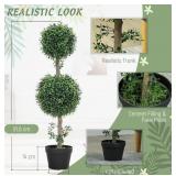 HOMCOM Boxwood Topiary Trees in Pot (2) 36" Green
