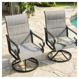 NUU GARDEN Patio Swivel Chairs Set 2, Gray