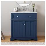 Fremont 32" Navy Vanity with Grey Top