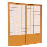 7 ft. Honey Shoji 2-Panel Sliding Door