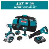 Makita 18V LXT 5-Tool Combo Kit w/ 2x3.0Ah