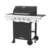 4-Burner Gas Grill with Side Burner in Black