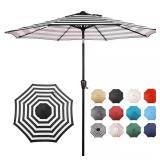 9 ft Round Market Umbrella, Black Stripe