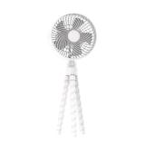 5 in. Mini Portable Octopus Clip-On Fan, White