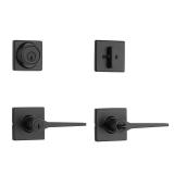 Hollis Matte Black Door Lever & Deadbolt Combo