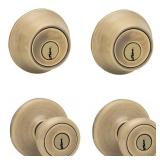 Tylo Antique Brass Entry Knob & Deadbolt