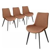 Brown Faux Leather Dining Chair Set of 4