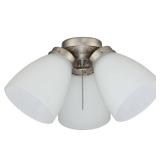 3-Light Brushed Nickel Ceiling Fan Kit with Shade