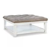 Kanwyn 40 in. Gray Faux Leather Coffee Table