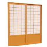 7 ft. Honey Shoji 2-Panel Sliding Door