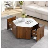 Judson Retro Walnut & White Hex Coffee Table