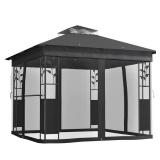 Dark Gray Outdoor Gazebo with Netting